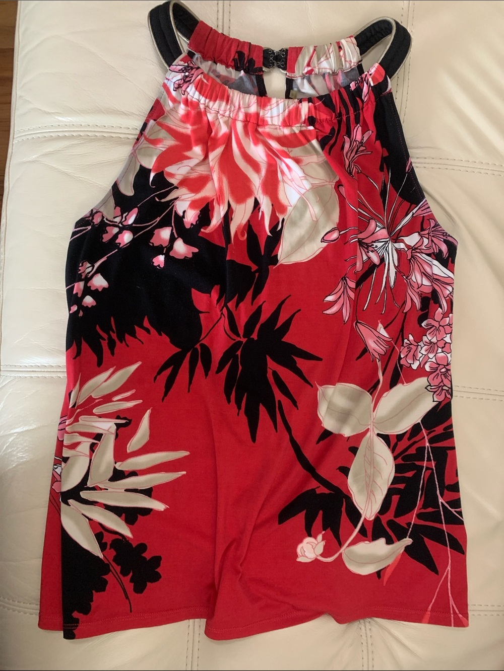 T Tahari Red Floral Women's Halter Top size M